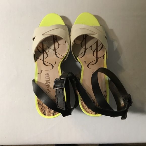 Sam and Libby black and white pattern wedge sandal size 11m. - Picture 3 of 12